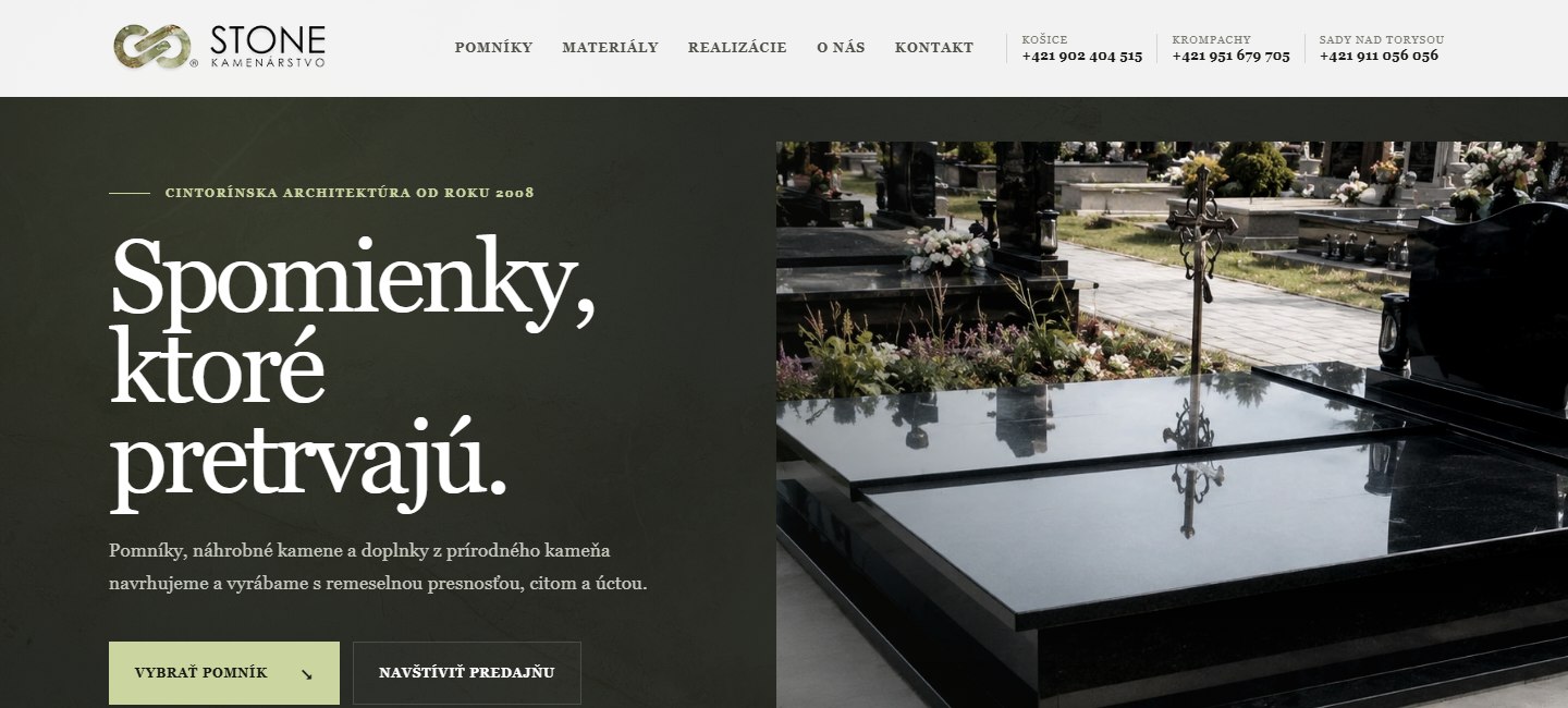 Náhľad webu – Kamenárstvo STONE
